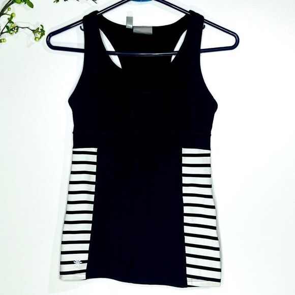 Athleta Navy Blue White Stripe Racerback Tank - Picture 1 of 14